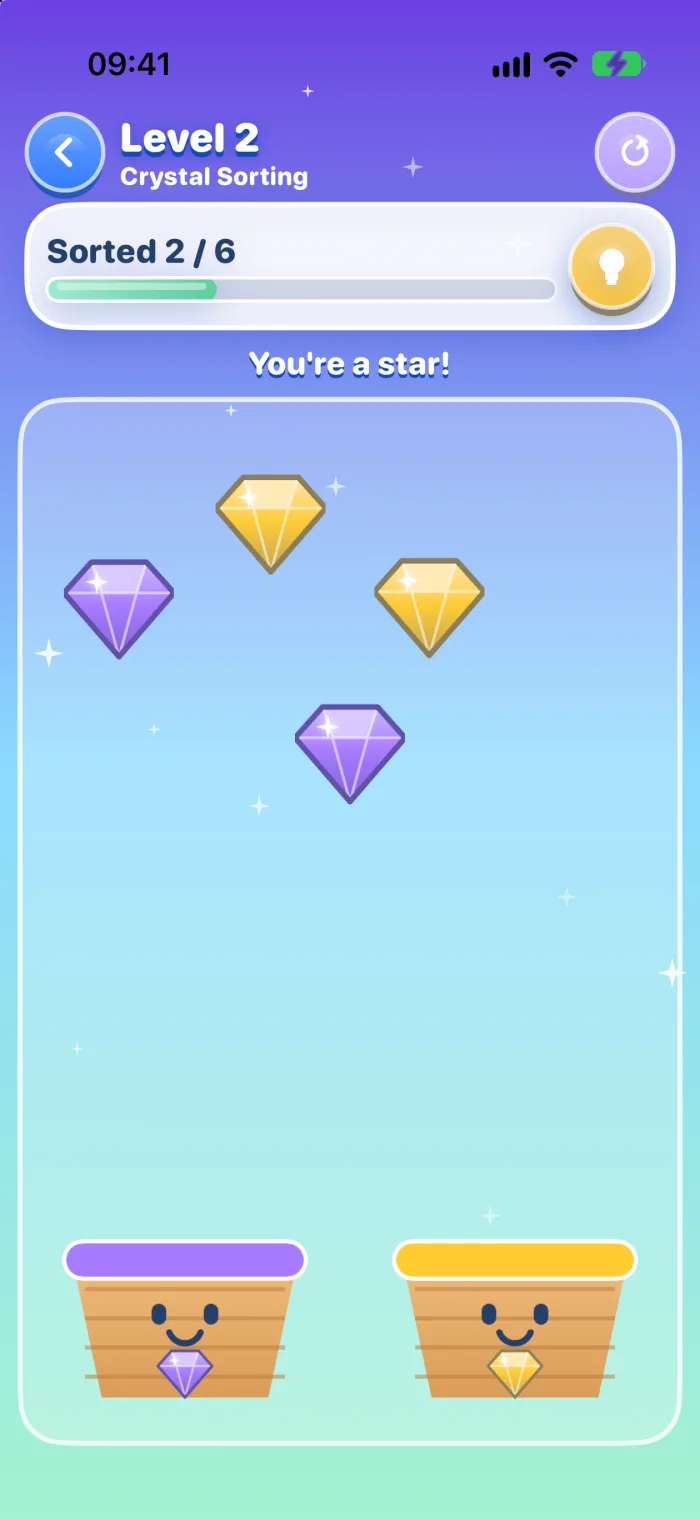 Crystal Sorting gameplay